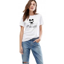 Tricou dama alb - f*ck off Mickey Mouse