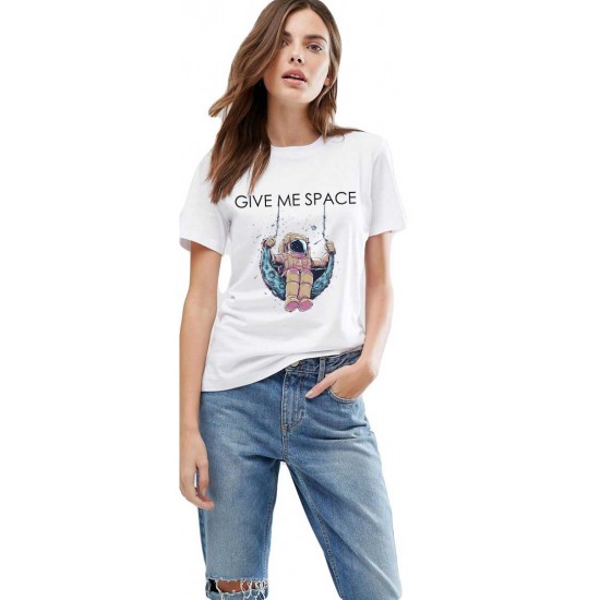 Tricou dama alb -  Give me space