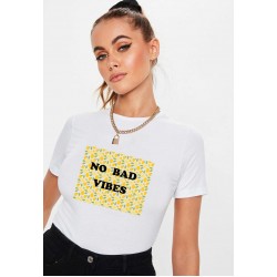 Tricou dama alb - No Bad Vibes