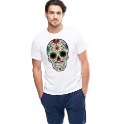  Tricou barbati alb - Sugar Skull Colorful