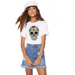 Tricou dama alb -  Sugar Skull Colorful