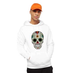 Hanorac Barbati Alb - Sugar Skull Colorful