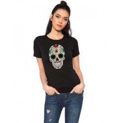 Tricou dama negru - Sugar Skull Colorful