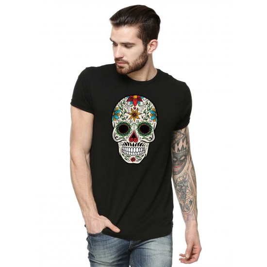 Tricou barbati negru - Sugar Skull Colorful