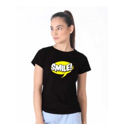 Tricou dama negru - Smile