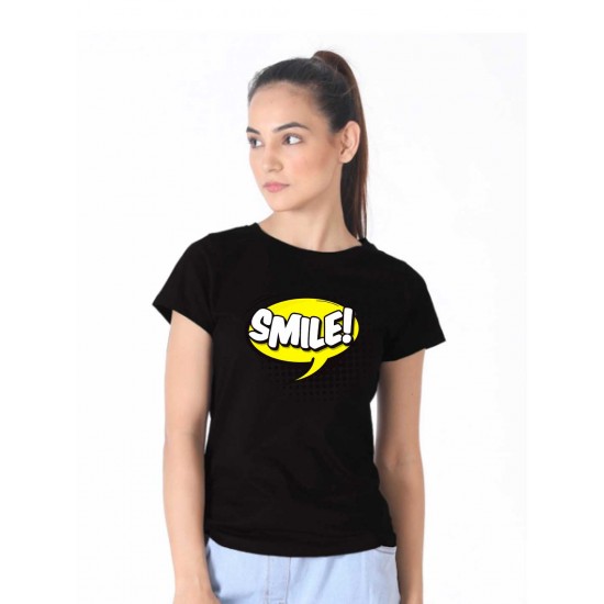 Tricou dama negru - Smile