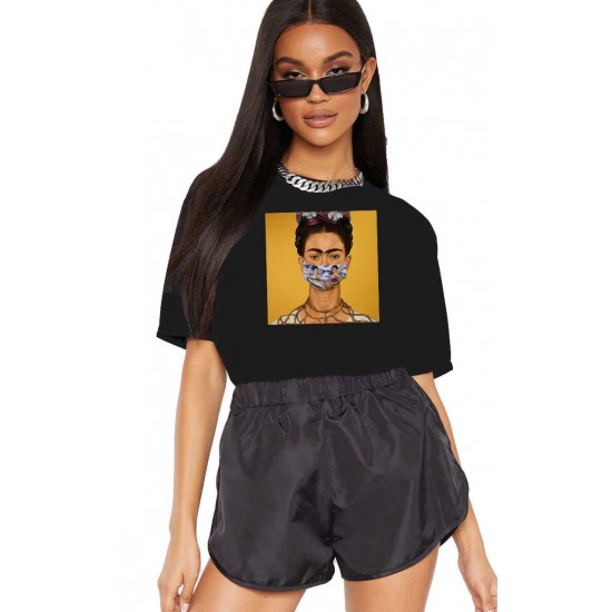 Tricou dama negru - Frida in Pandemie