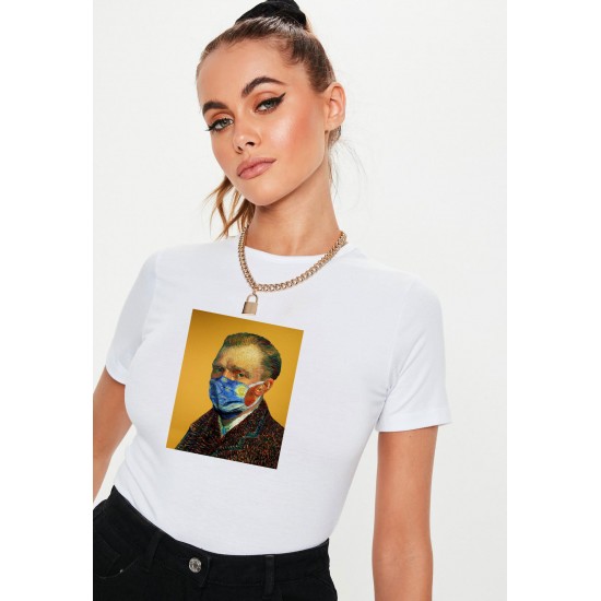 Tricou dama alb - Van Gogh in Pandemie