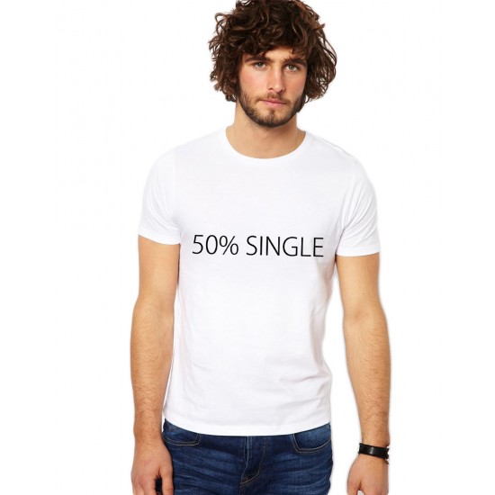 Tricou barbatesc alb 50% Single