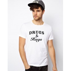 Tricou alb barbati Drugs & Hugs