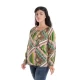 Bluza Dama, cu Maneca lunga tip IE, Verde cu Imprimeu Multicolor