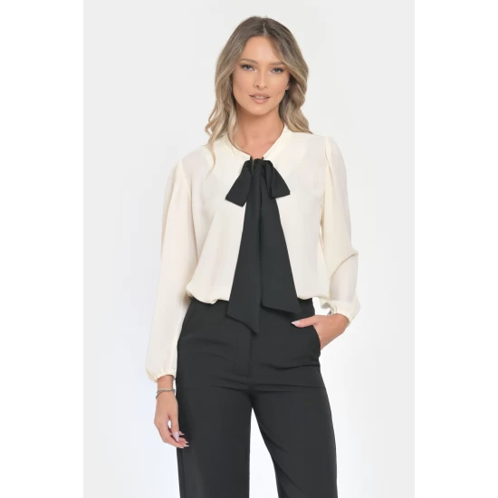 Bluza Dama, Eleganta cu Funda Contrastanta V298