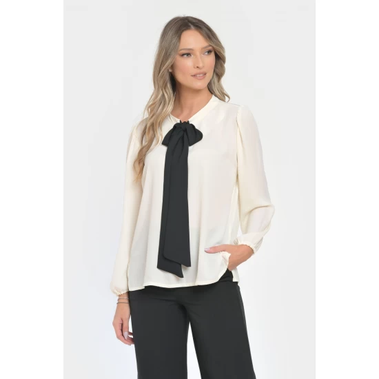 Bluza Dama, Eleganta cu Funda Contrastanta V298