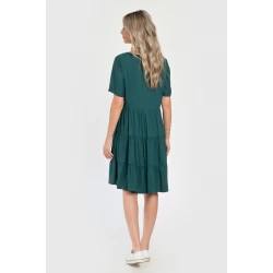 Rochie cu Volane Dama V291, Verde cu imprimeu floral