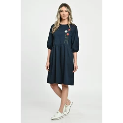 Rochie Medie Dama V264, bleumarin pictata