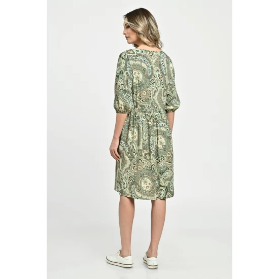 Rochie Medie Dama V263, Vernil cu imprimeu paisley