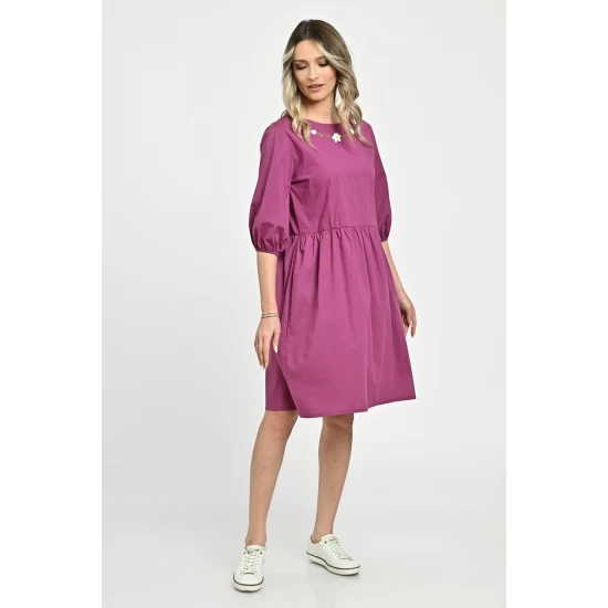 Rochie Medie Dama V265, Fucsia pictata