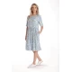 Rochie Medie Dama V272, Bleu cu flori albe