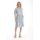 Rochie Medie Dama V272, Bleu cu flori albe