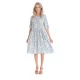 Rochie Medie Dama V272, Bleu cu flori albe