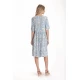 Rochie Medie Dama V272, Bleu cu flori albe