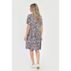 Rochie Medie Dama V284, Imprimeu cu Motive Orientale