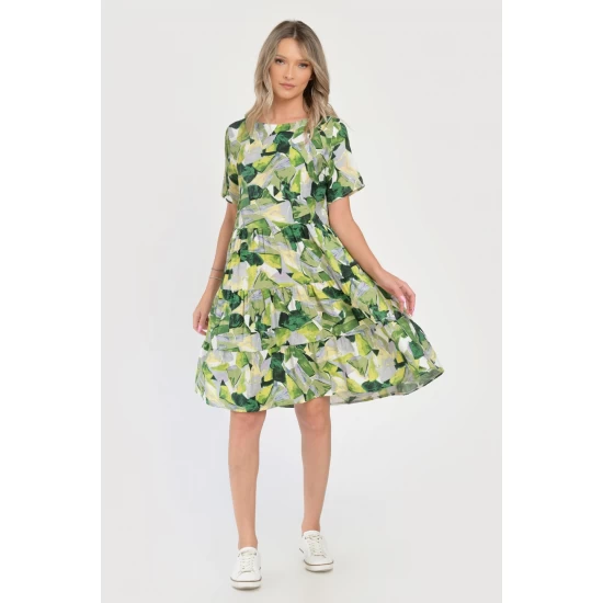 Rochie Medie Dama V290, cu Imprimeu Abstract