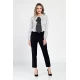 Bluza Dama din Satin, Alba cu puncte negre, Eleganta cu Funda V305