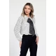 Bluza Dama din Satin, Alba cu puncte negre, Eleganta cu Funda V305
