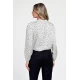 Bluza Dama din Satin, Alba cu puncte negre, Eleganta cu Funda V305