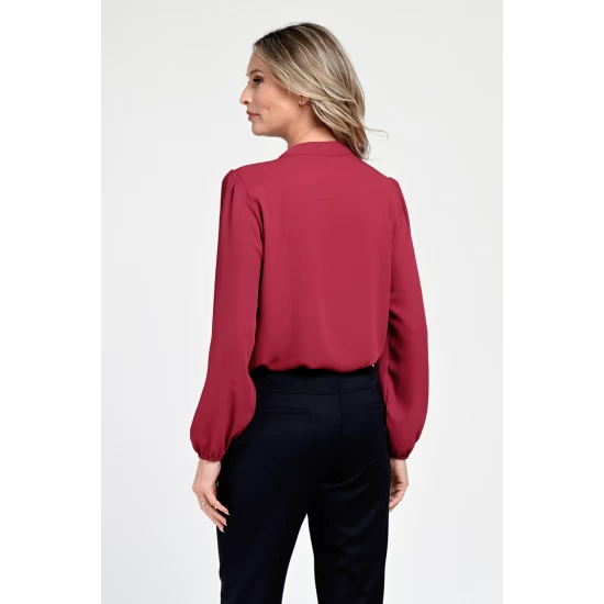 Bluza Dama, Rosu burgundy, Eleganta, cu Funda V306