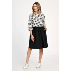Rochie Medie Dama, Casual, cu Buline alb/negru 309