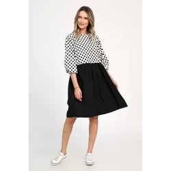 Rochie Medie Dama, Casual, cu Buline alb/negru 309