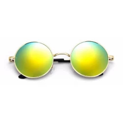 Ochelari de soare Rotunzi Retro John Lennon Verde reflexii cu Auriu