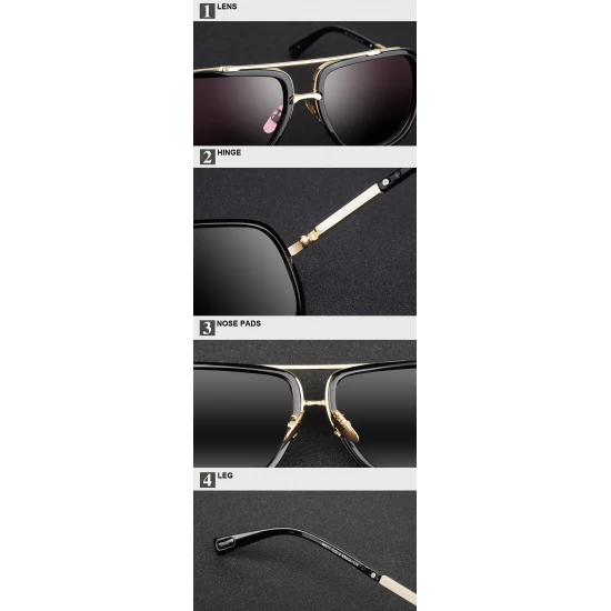 Ochelari de soare Rectangular Negru V.I.P.