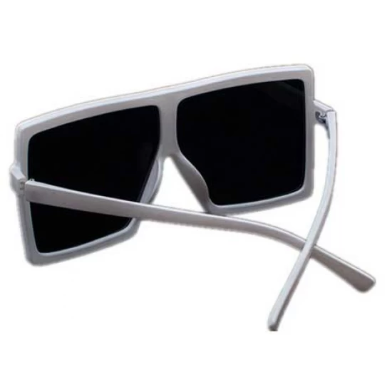 Ochelari de soare Rectangular Plat Supradimensionati Alb Ochelari de soare Rectangular Plat Supradimensionati Alb