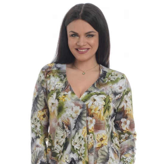 Bluza Dama, Multicolora, cu Imprimeu Floral si decolteu V Bluza Dama, Multicolora, cu Imprimeu Floral si decolteu V