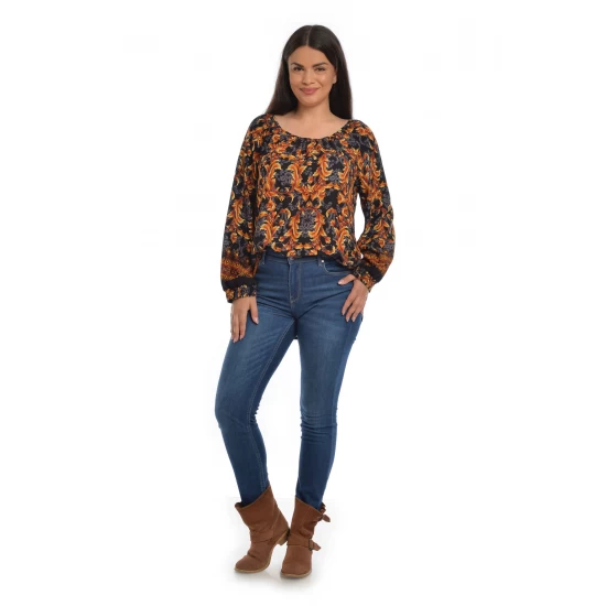 Bluza Dama Multicolora cu Imprimeu Combinat Bluza Dama Multicolora cu Imprimeu Combinat